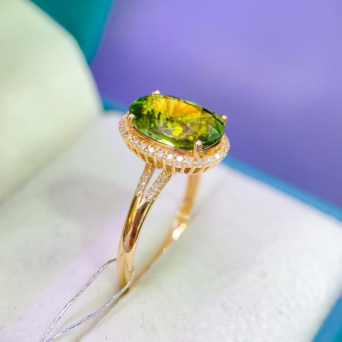 14k Gold 4.03 Ctw Natural Tourmaline & Diamond Ring - 4