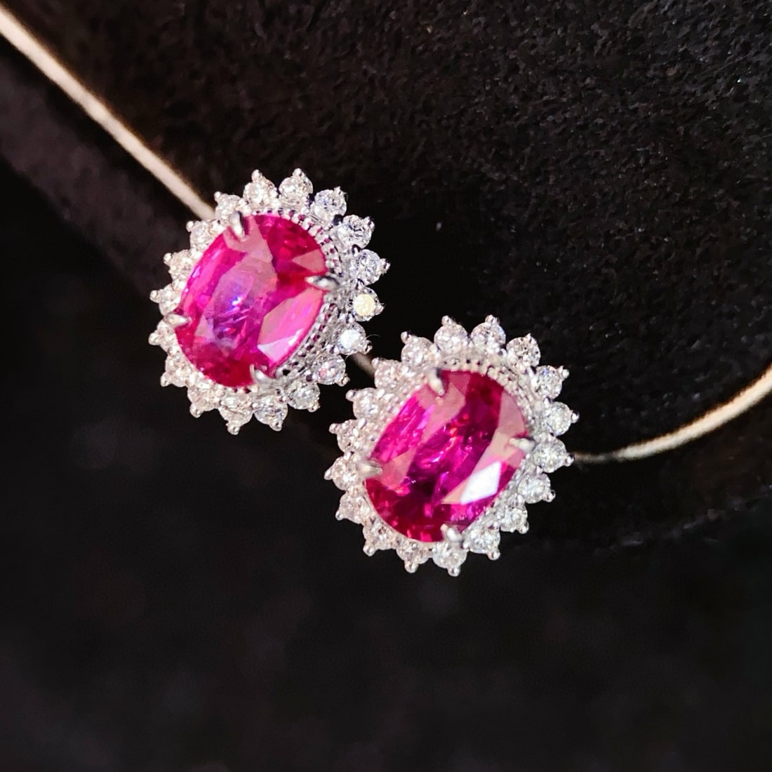 14k Gold 1.55 Ct Natural Ruby & Diamond Earrings - 3