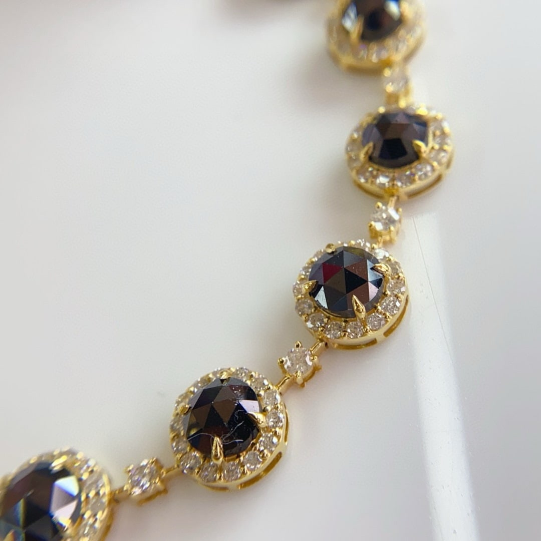 14k Gold 11.0 Ctw Natural Black Diamond & Diamond Bracelet - 2