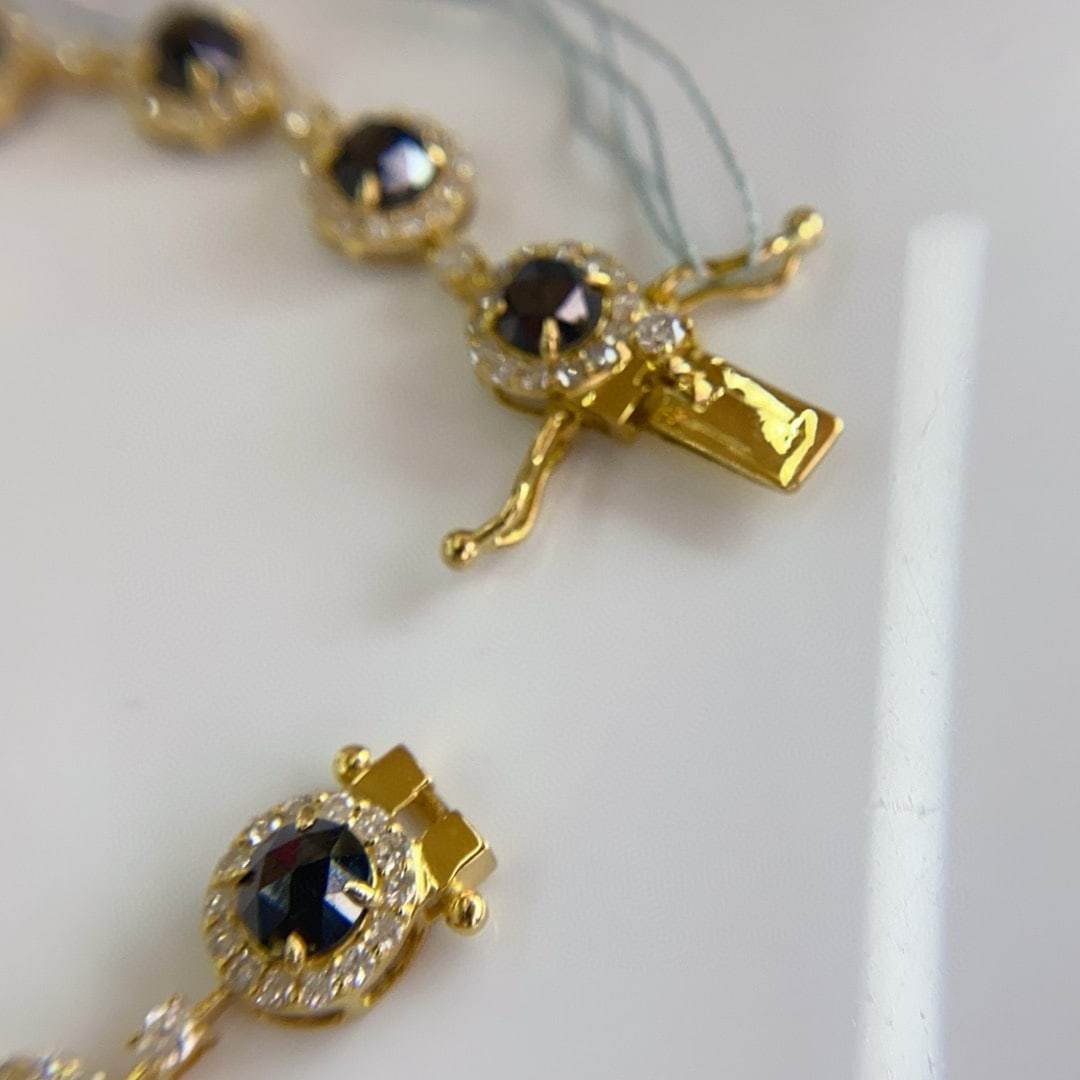 14k Gold 11.0 Ctw Natural Black Diamond & Diamond Bracelet - 6