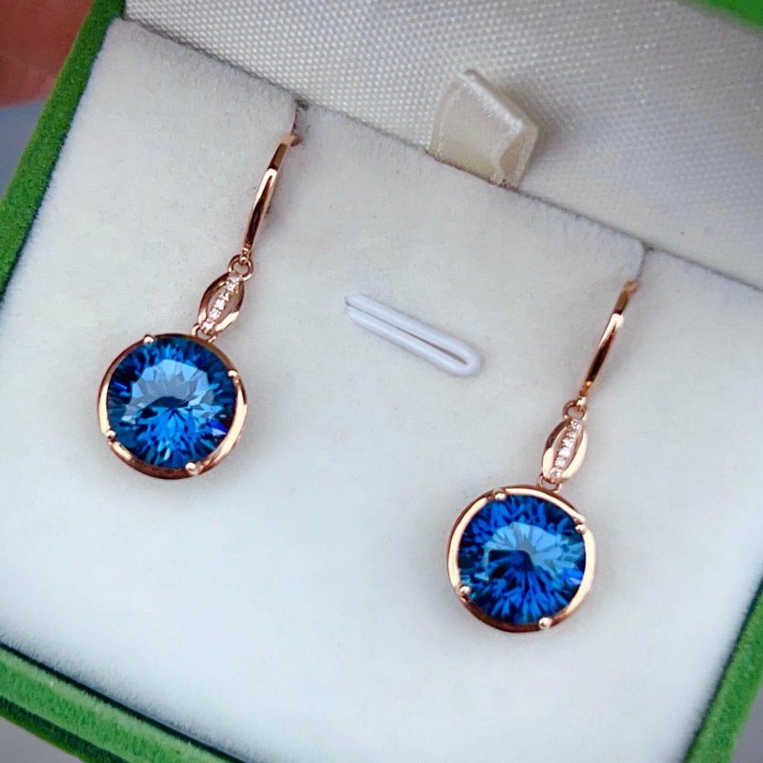 14k Gold 11.03 Ctw Natural Topaz & Diamond Earrings - 2