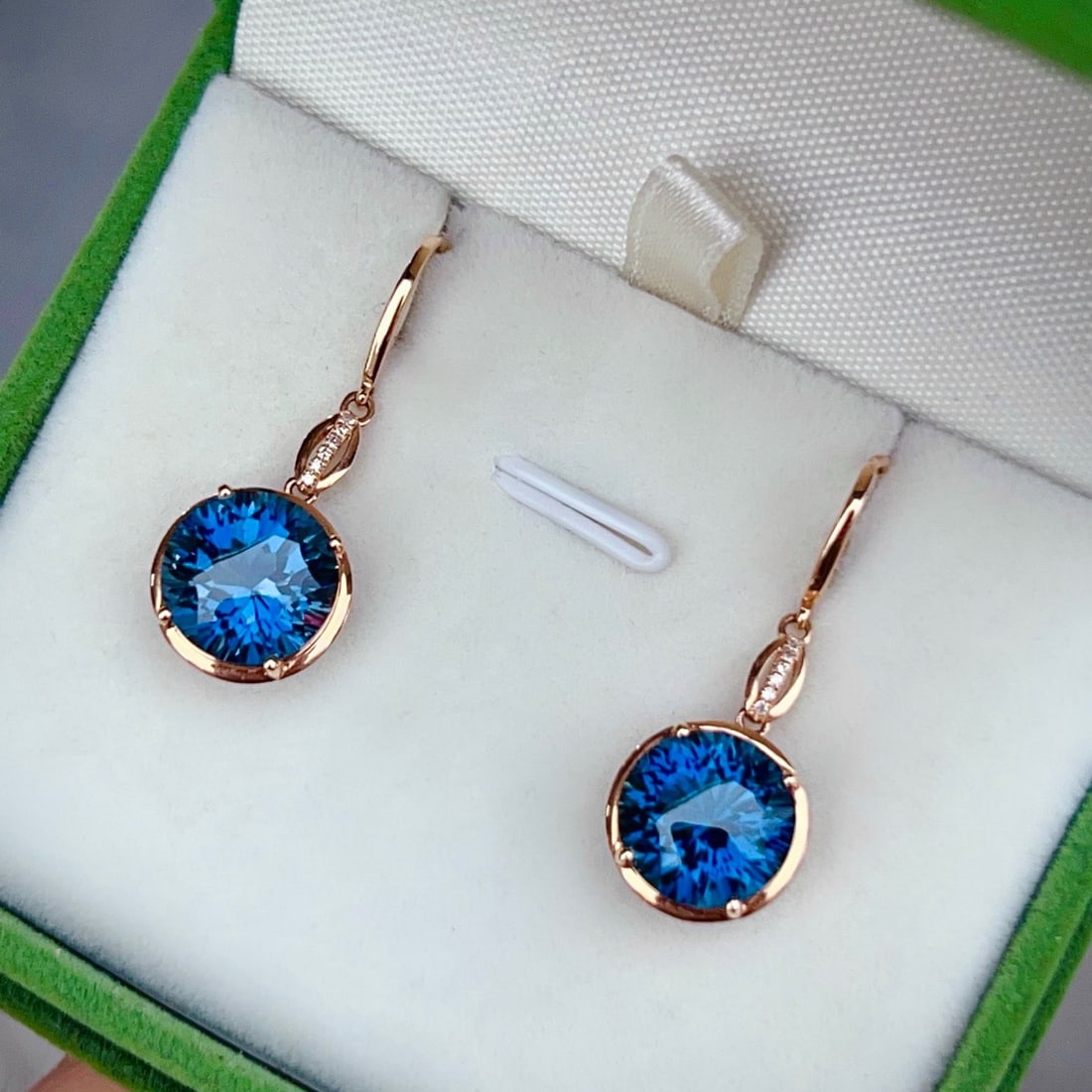 14k Gold 11.03 Ctw Natural Topaz & Diamond Earrings - 3