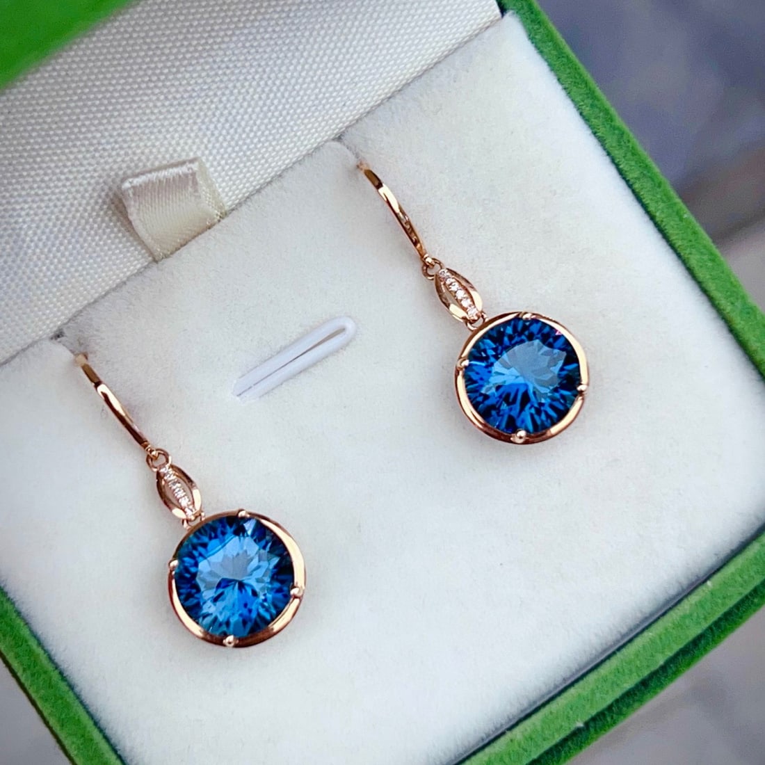 14k Gold 11.03 Ctw Natural Topaz & Diamond Earrings - 6