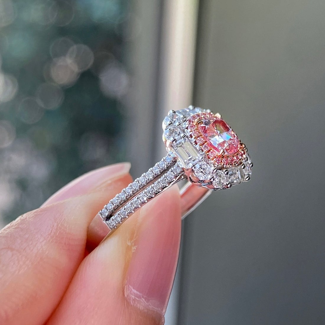 Gia Certified 14k Gold 1.48 Ctw Natural Pink Diamond & Diamond Ring - 3