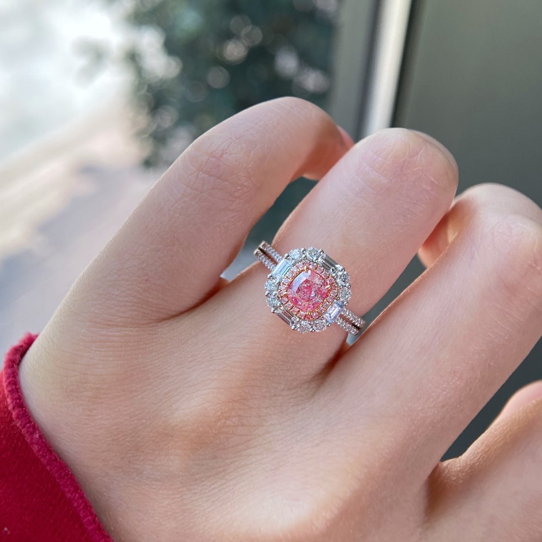 Gia Certified 14k Gold 1.48 Ctw Natural Pink Diamond & Diamond Ring - 4