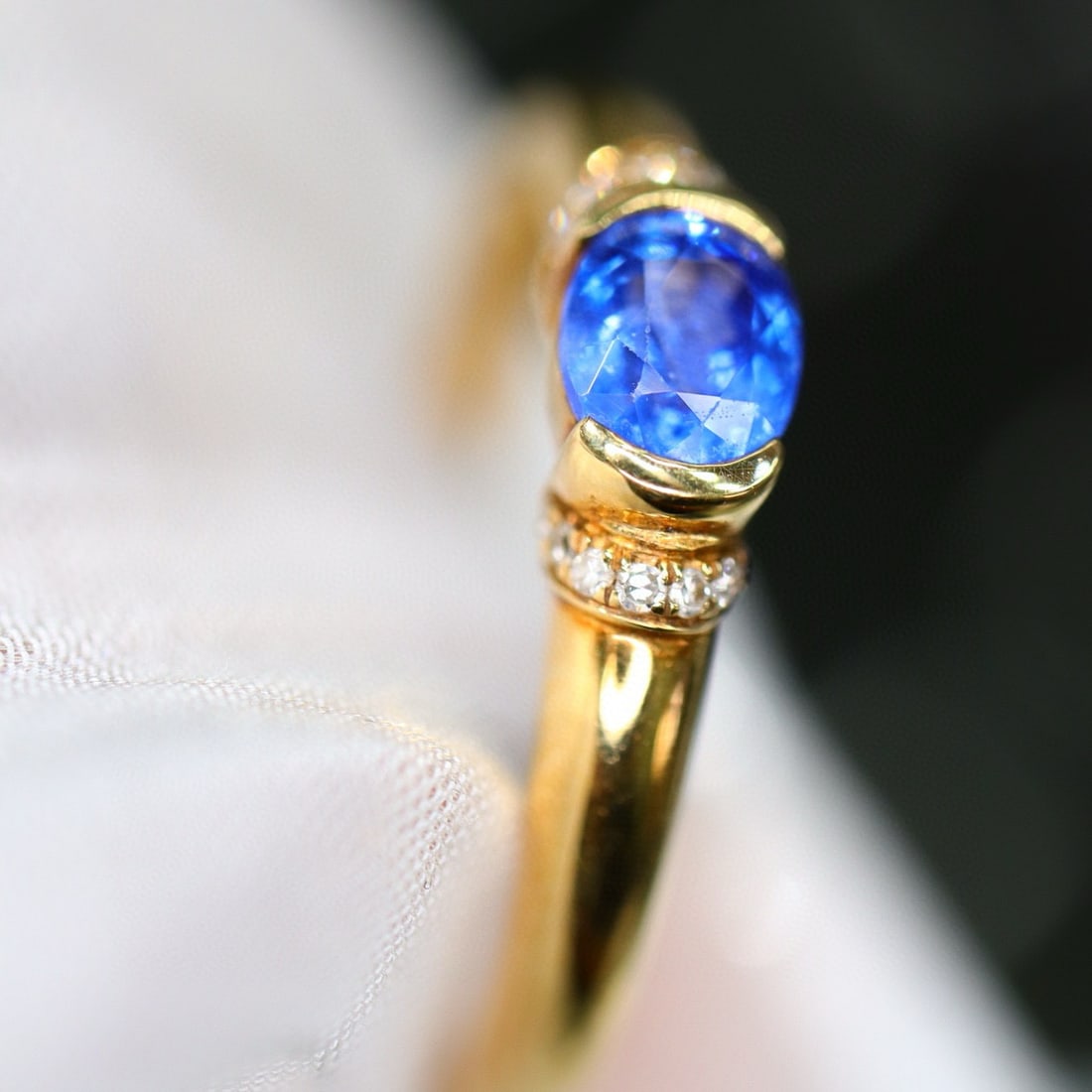 14k Gold 0.56 Ctw Natural Sapphire & Diamond Ring - 2