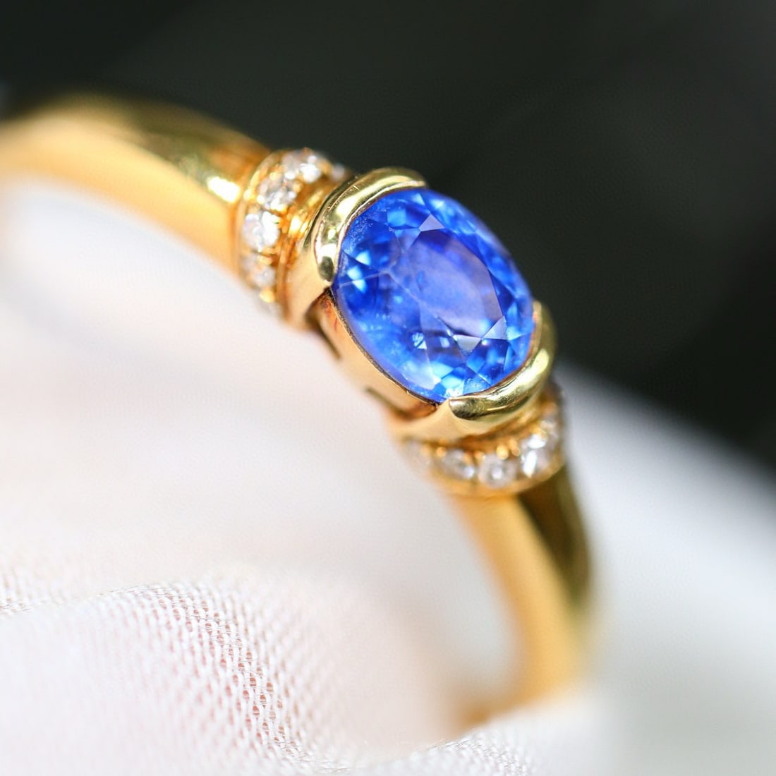 14k Gold 0.56 Ctw Natural Sapphire & Diamond Ring - 3
