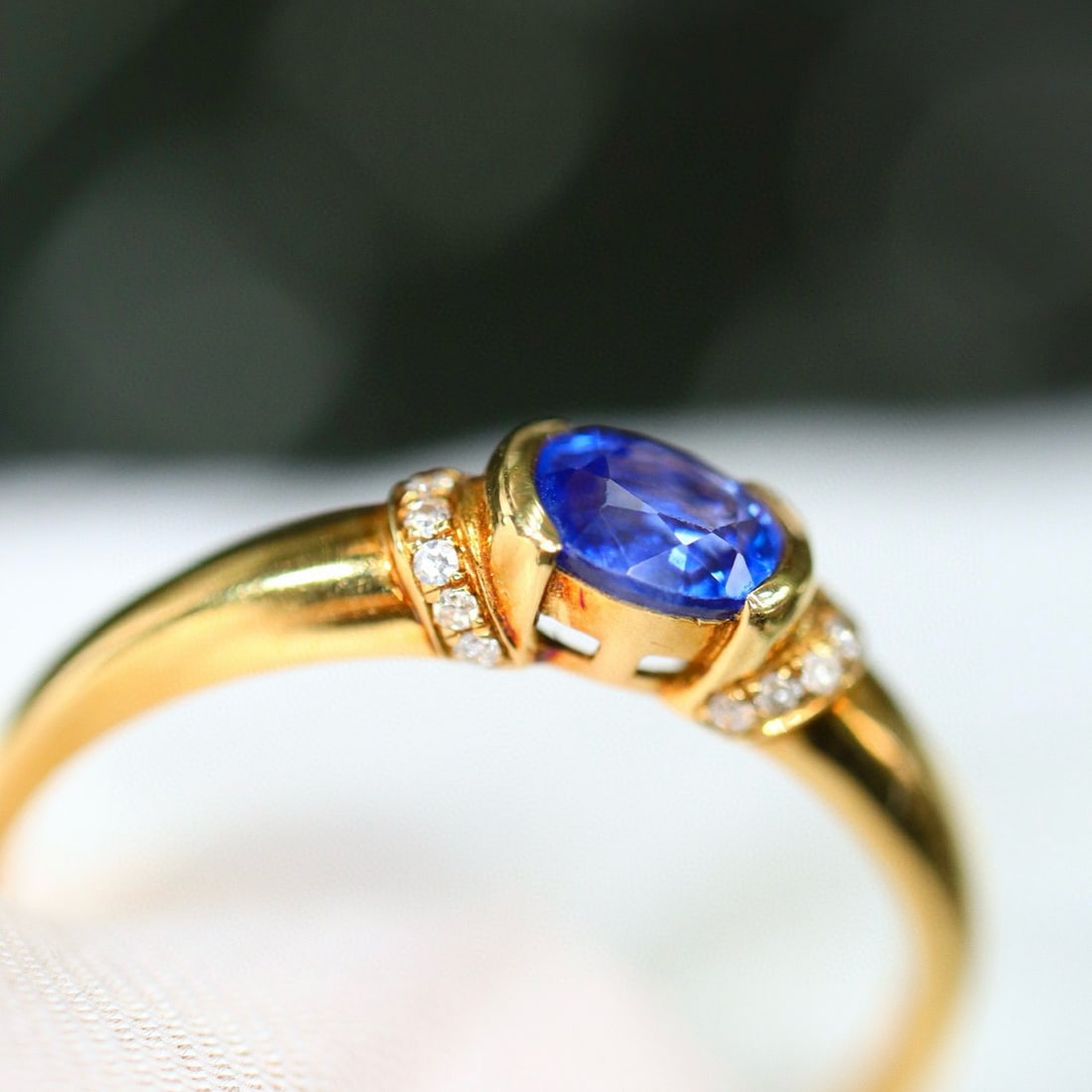 14k Gold 0.56 Ctw Natural Sapphire & Diamond Ring - 5