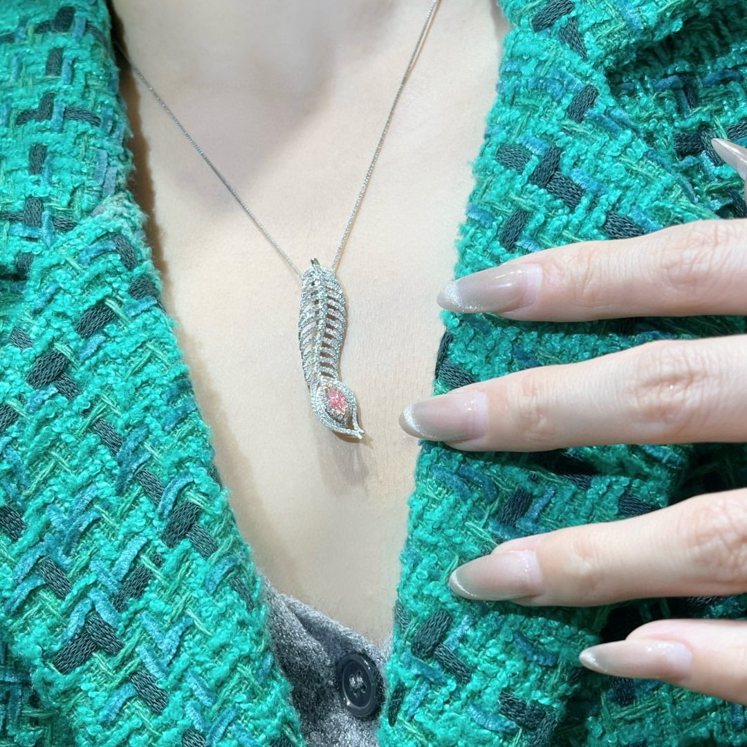 Gia Certified 14k Gold 1.12 Ctw Natural Pink Diamond & Diamond Brooch/pendant( Without Chain ) - 5