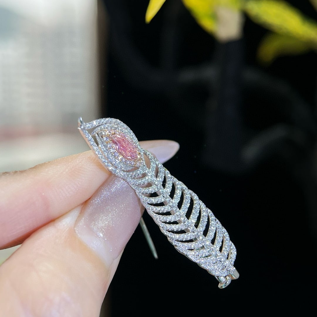 Gia Certified 14k Gold 1.12 Ctw Natural Pink Diamond & Diamond Brooch/pendant( Without Chain ) - 7