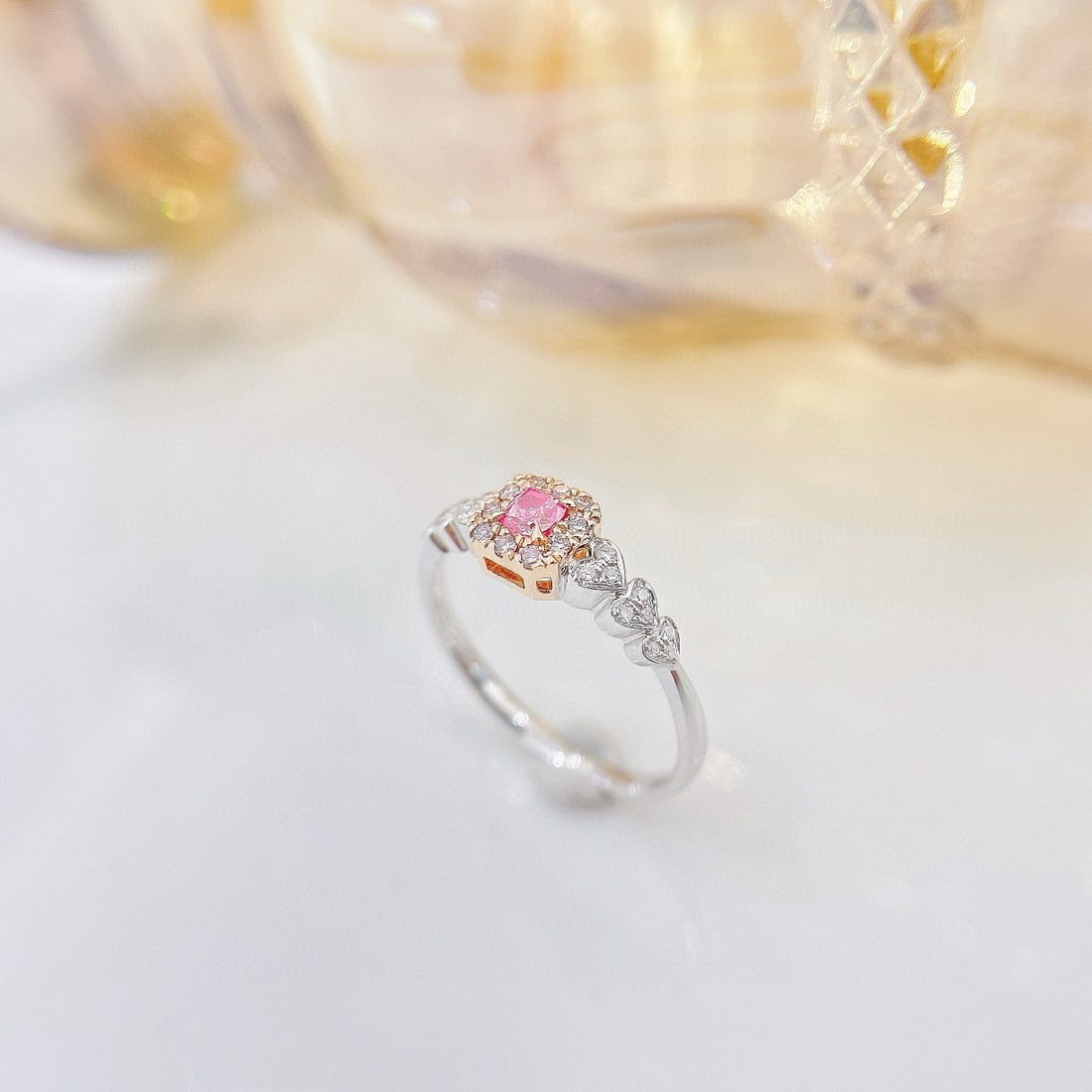 14k Gold 0.32 Ctw Natural Pink Diamond & Diamond Ring - 3