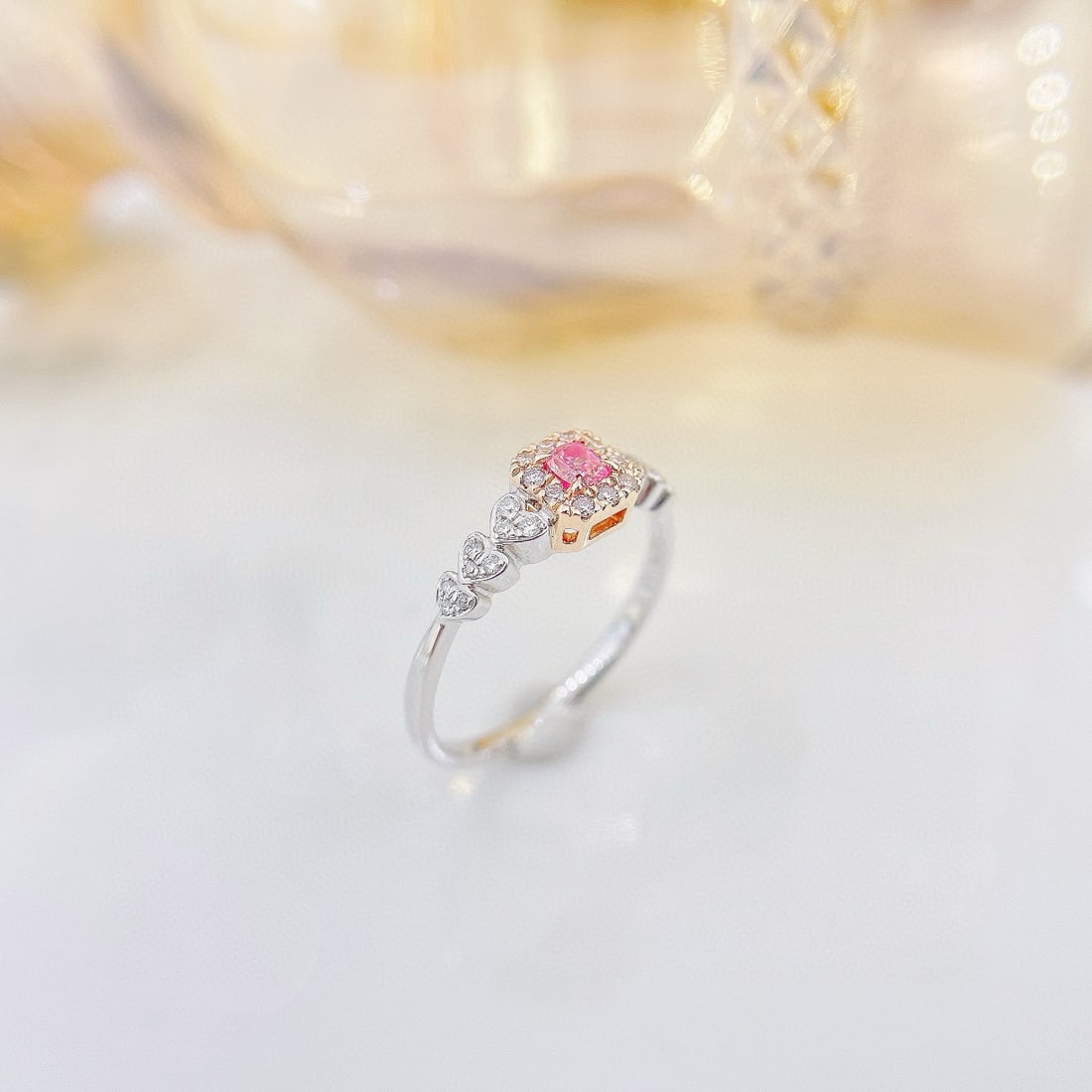 14k Gold 0.32 Ctw Natural Pink Diamond & Diamond Ring - 4