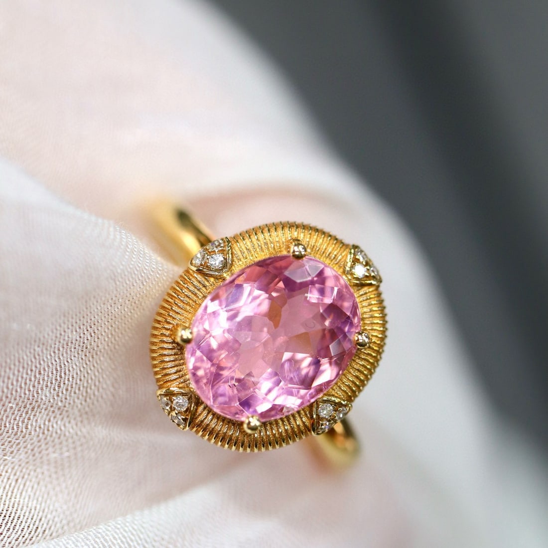 14k Gold 2.46 Ctw Natural Tourmaline & Diamond Ring - 4