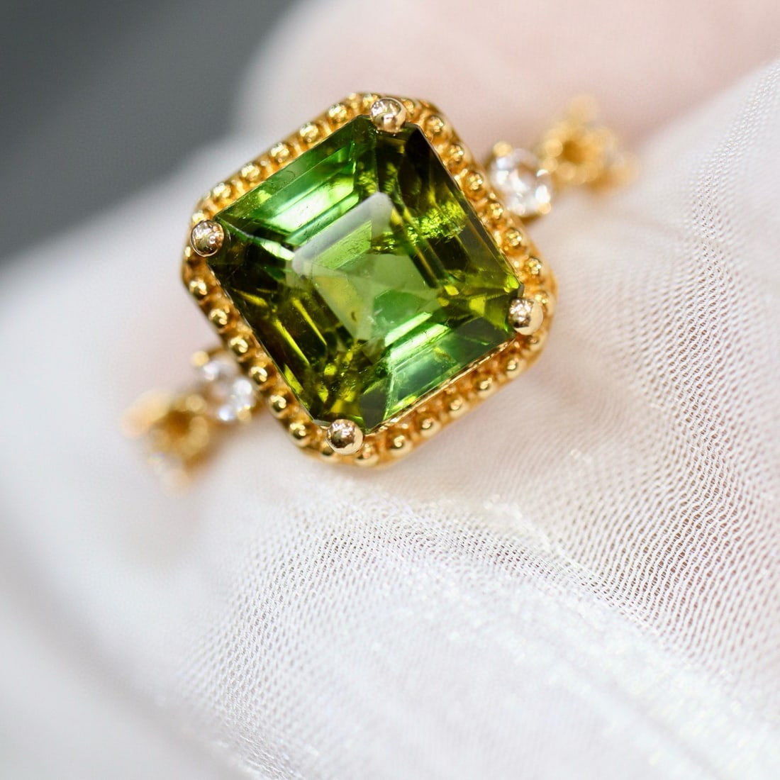 14k Gold 3.86 Ctw Natural Tourmaline & Diamond Ring - 3