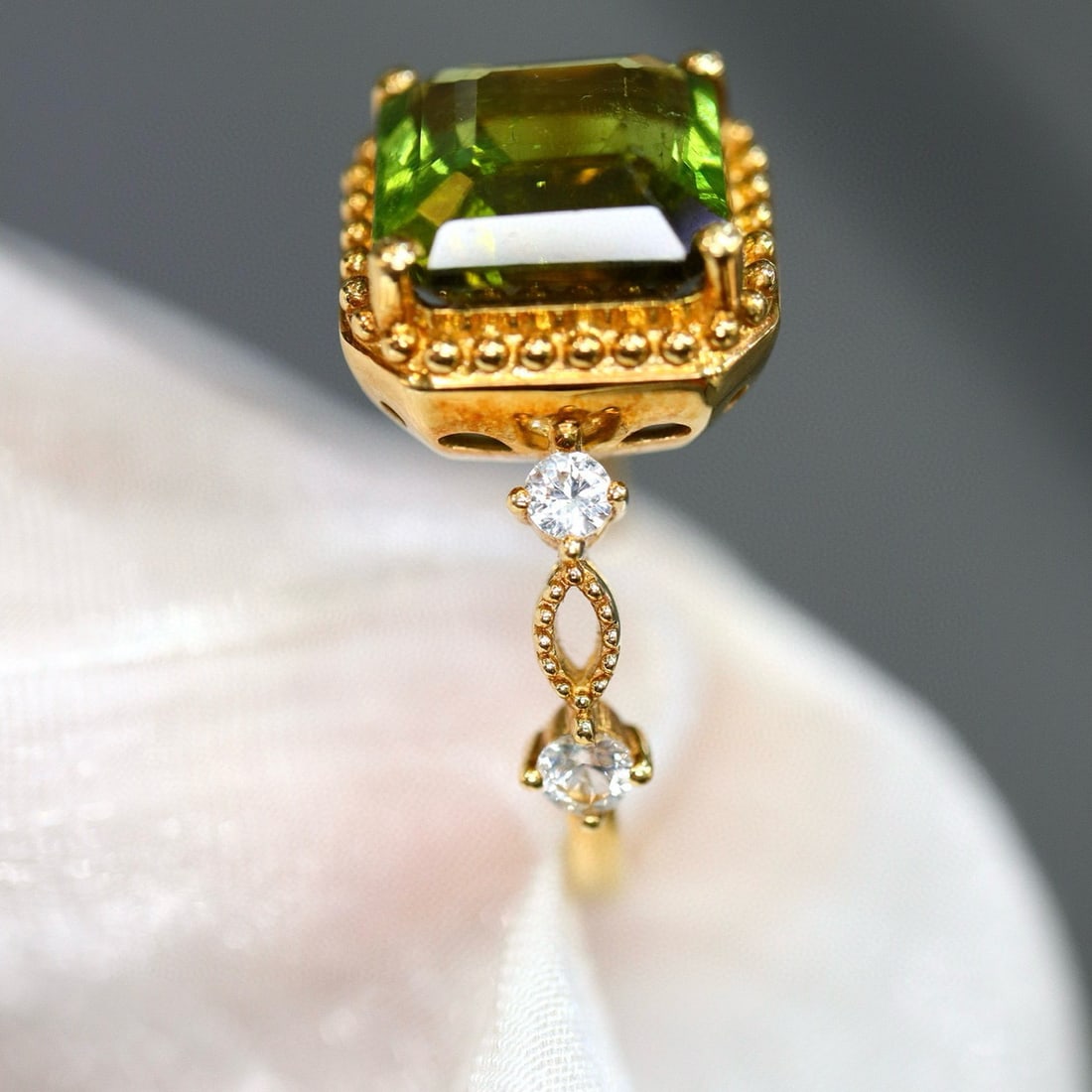 14k Gold 3.86 Ctw Natural Tourmaline & Diamond Ring - 4