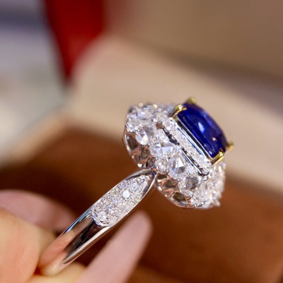 14k Gold 2.34 Ctw Natural Sapphire & Diamond Ring - 4