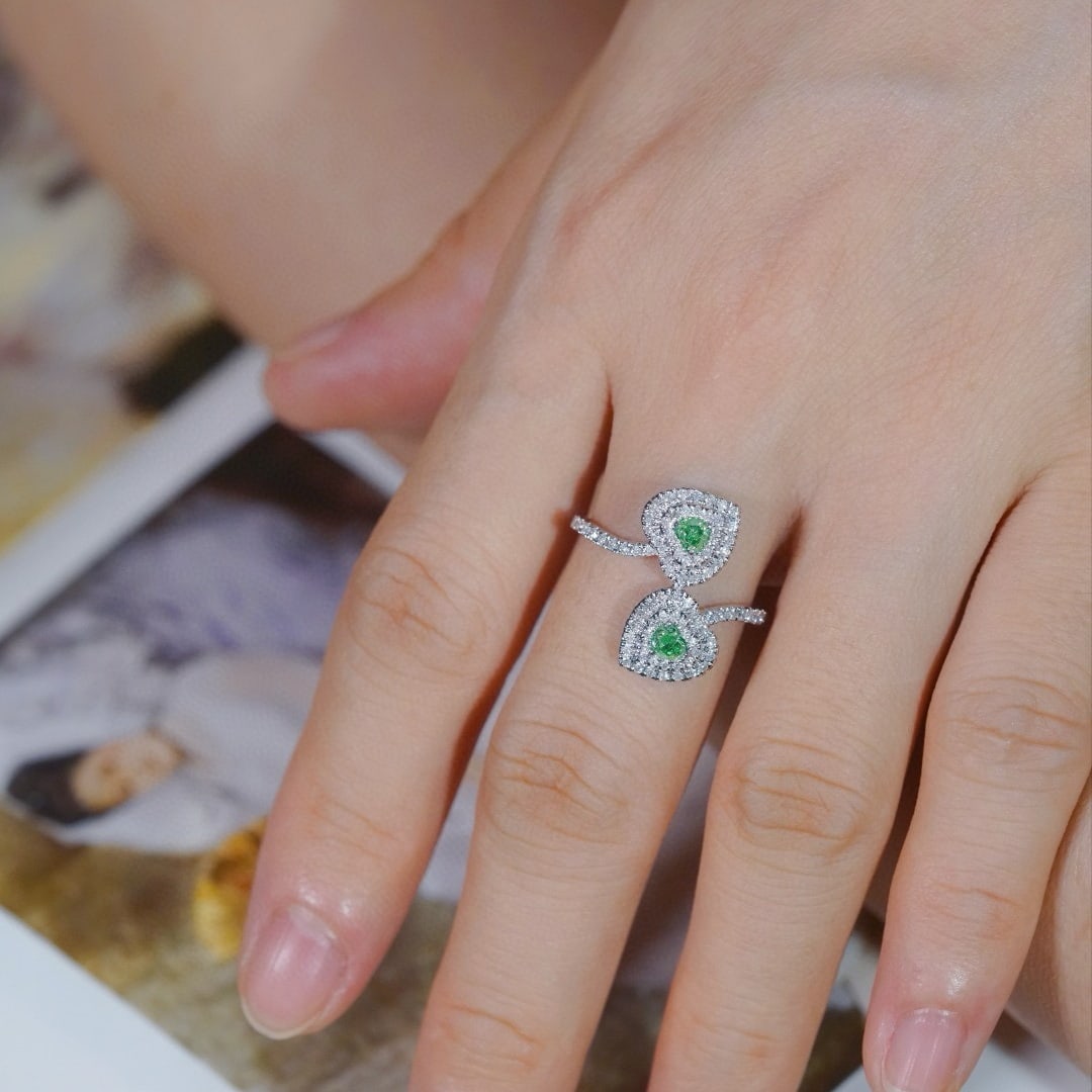 14k Gold 0.80 Ctw Natural Green Diamond & Diamond Ring - 3