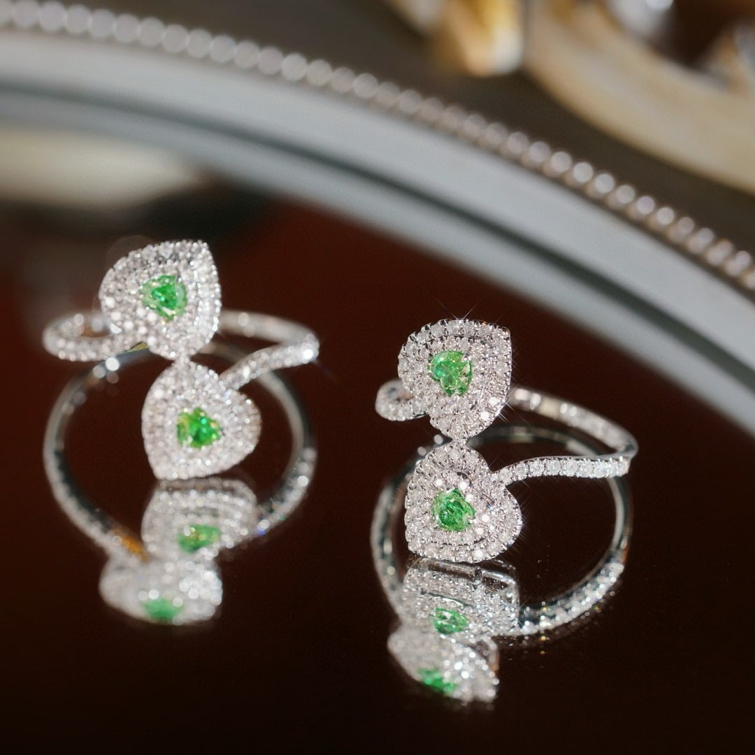 14k Gold 0.80 Ctw Natural Green Diamond & Diamond Ring - 6