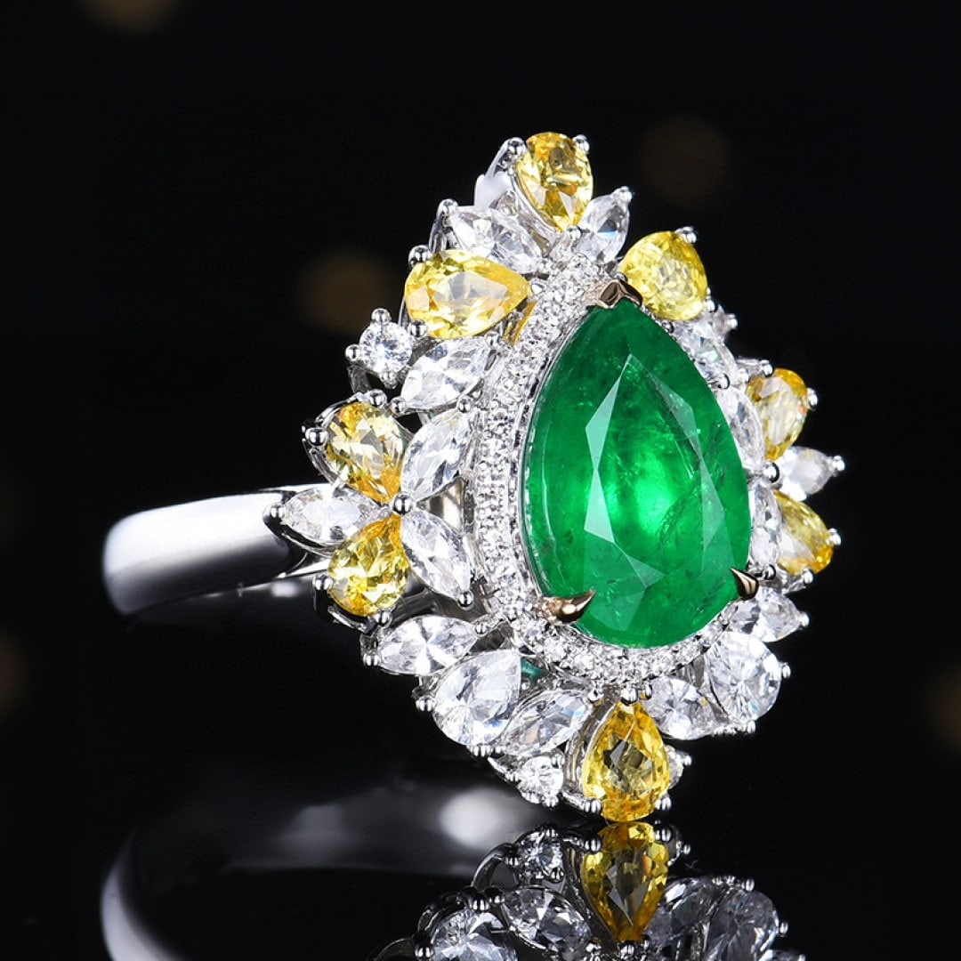 14k Gold 3.14 Ctw Vivid Green Natural Emerald & Diamond Ring/pendant( Without Chain ) - 3