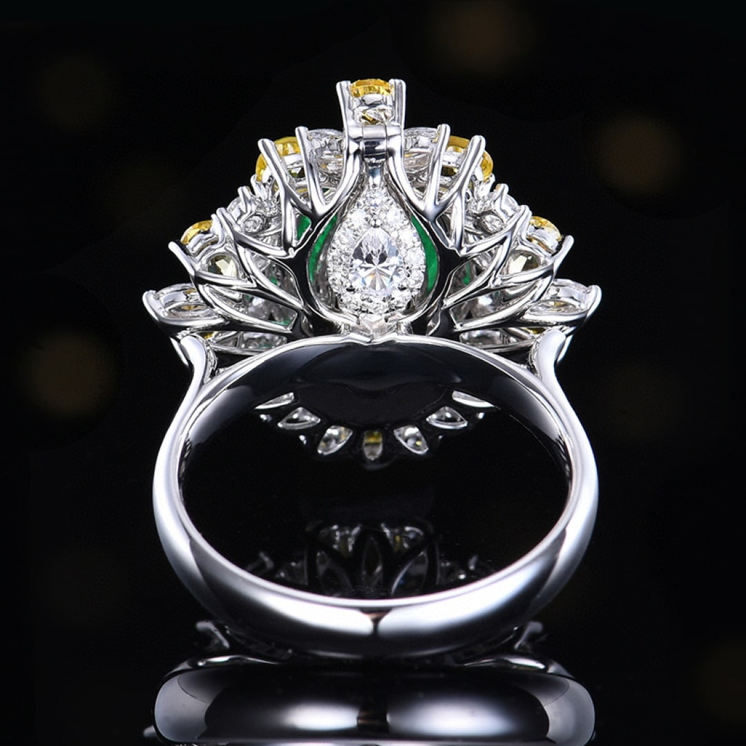 14k Gold 3.14 Ctw Vivid Green Natural Emerald & Diamond Ring/pendant( Without Chain ) - 4