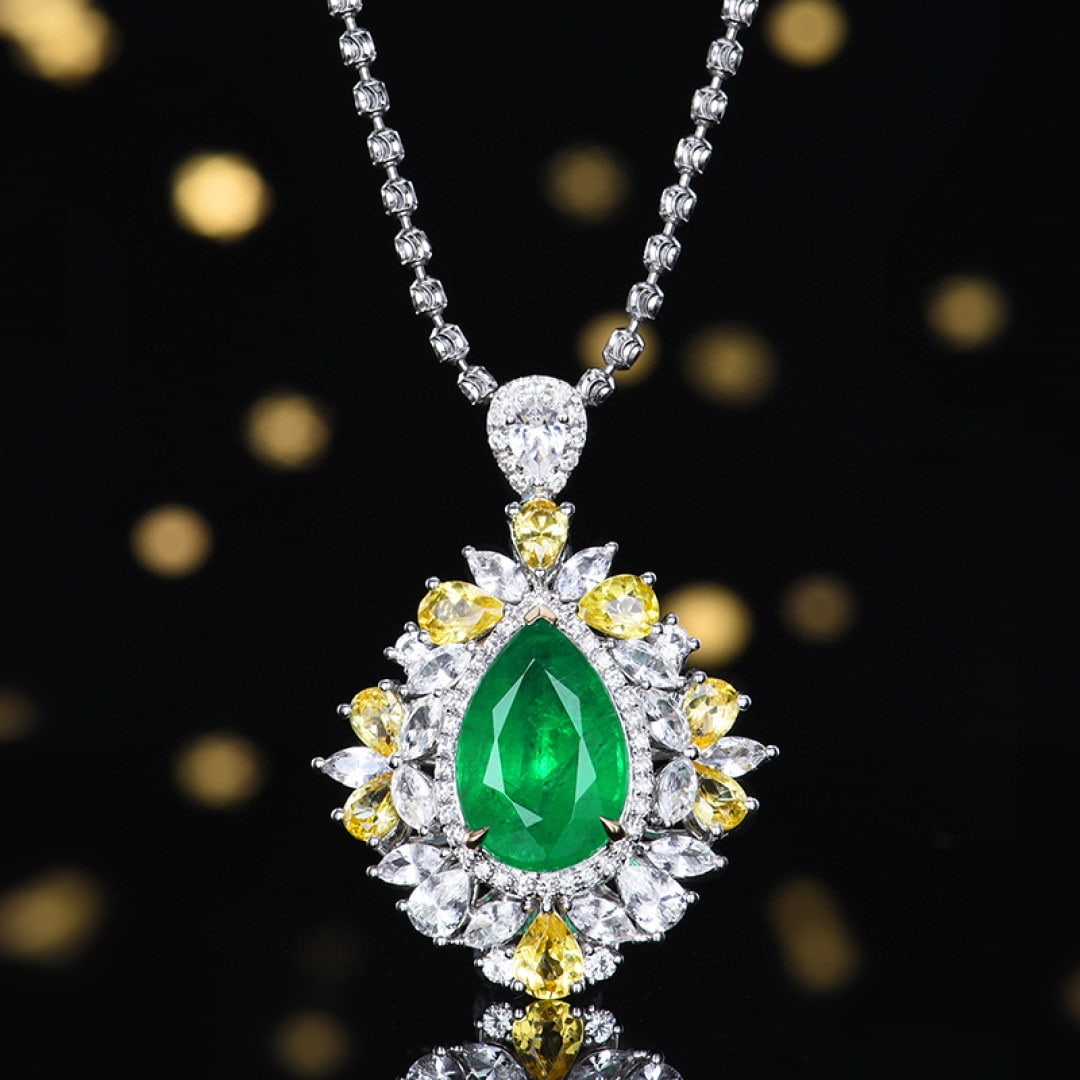 14k Gold 3.14 Ctw Vivid Green Natural Emerald & Diamond Ring/pendant( Without Chain ) - 5