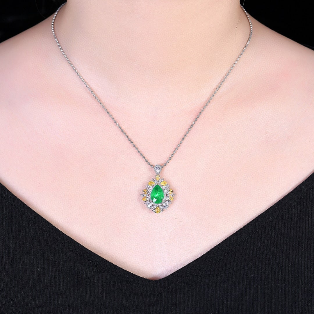 14k Gold 3.14 Ctw Vivid Green Natural Emerald & Diamond Ring/pendant( Without Chain ) - 7