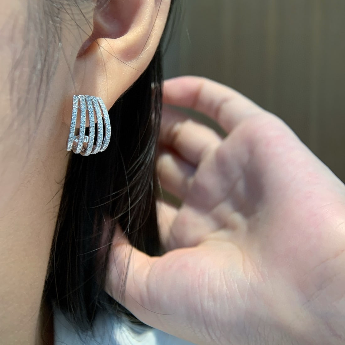 14k Gold 1.16 Ct Natural H Diamond Earrings - 7