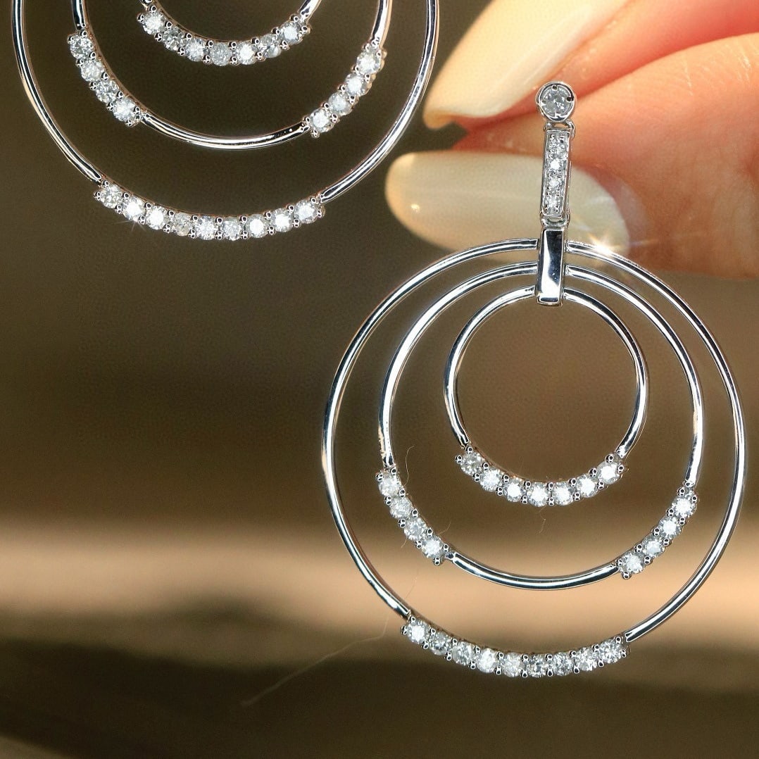 14k Gold 0.62 Ct Natural H Diamond Earrings - 7