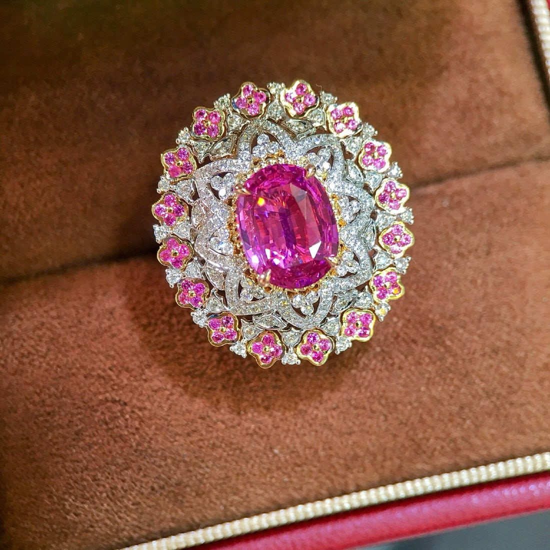 14k Gold 3.04 Ctw Natural Sapphire & Diamond Ring - 4