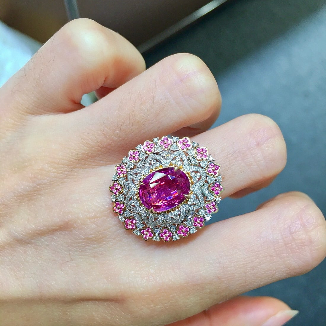 14k Gold 3.04 Ctw Natural Sapphire & Diamond Ring - 7