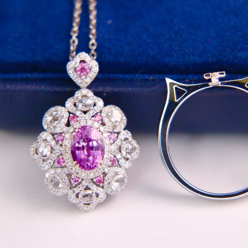 14k Gold 2.07 Ctw Natural Sapphire & Diamond Ring/pendant( Without Chain ) - 3