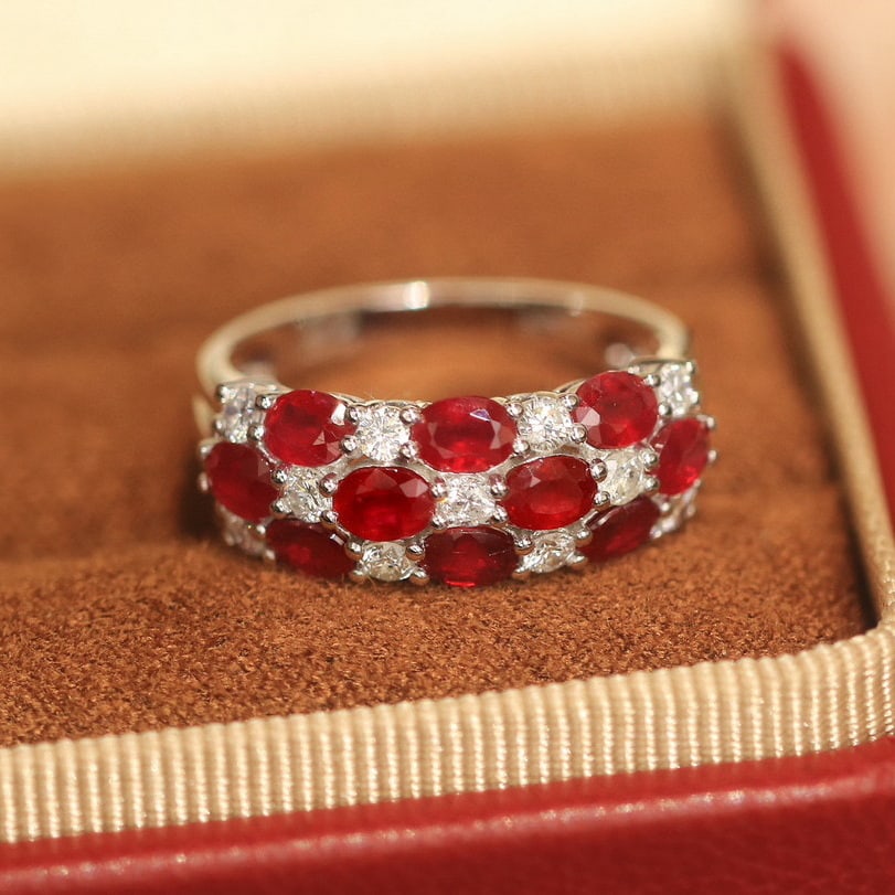 14k Gold 2.39 Ctw Natural Ruby & Diamond Ring - 4