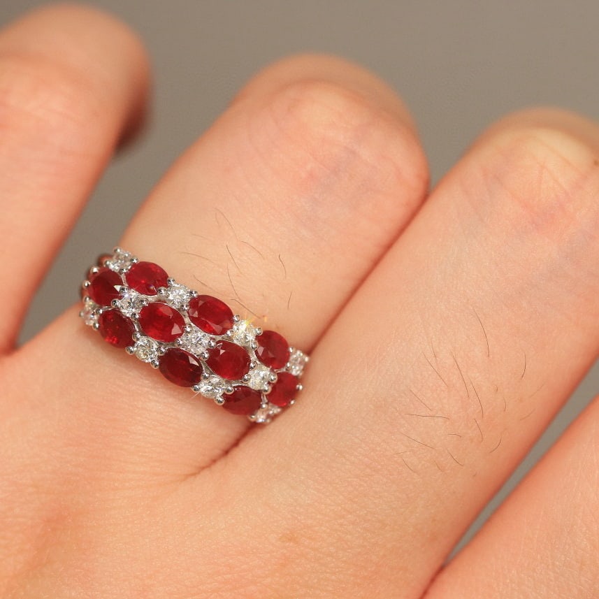 14k Gold 2.39 Ctw Natural Ruby & Diamond Ring - 6