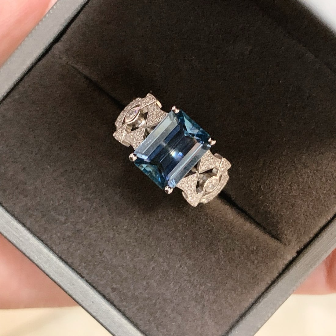 14k Gold 2.43 Ct Natural Aquamarine & Diamond Ring - 7