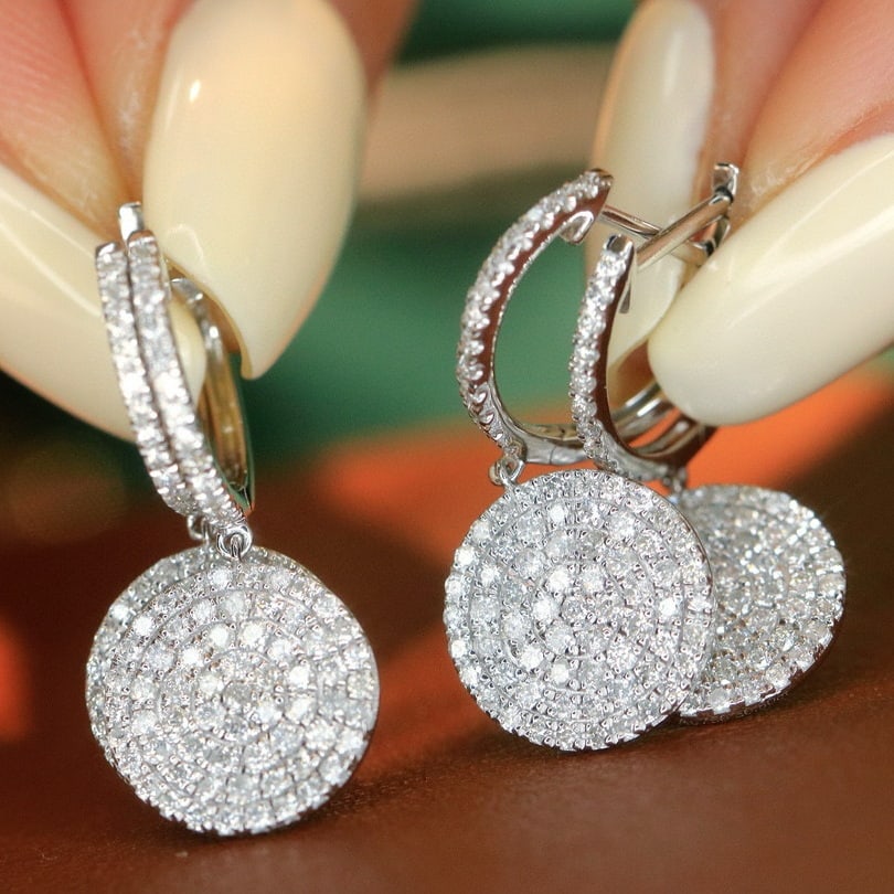 14k Gold 1 Ct Natural H Diamond Earrings - 3