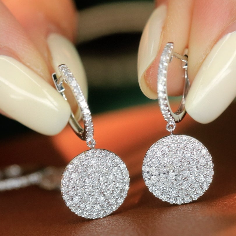 14k Gold 1 Ct Natural H Diamond Earrings - 8