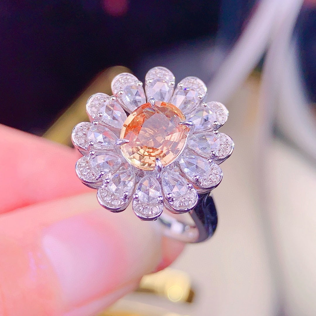 14k Gold 1.58 Ct Natural Padparadscha Sapphire & Diamond Ring/pendant( Without Chain ) - 3