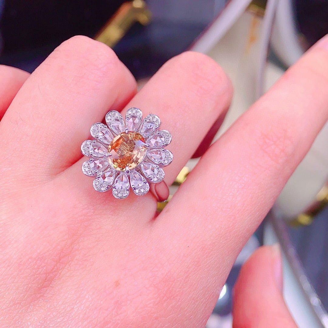 14k Gold 1.58 Ct Natural Padparadscha Sapphire & Diamond Ring/pendant( Without Chain ) - 6