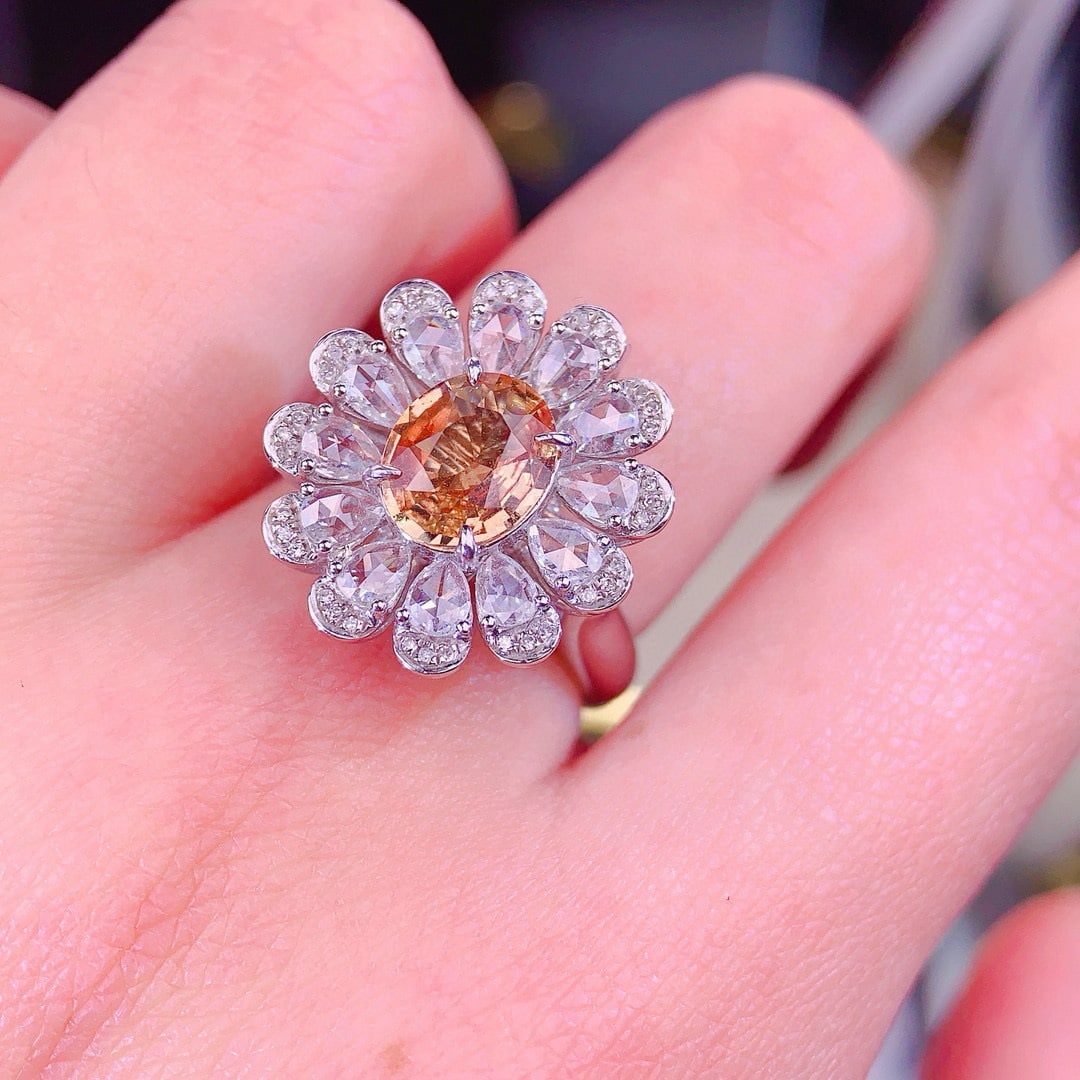 14k Gold 1.58 Ct Natural Padparadscha Sapphire & Diamond Ring/pendant( Without Chain ) - 7