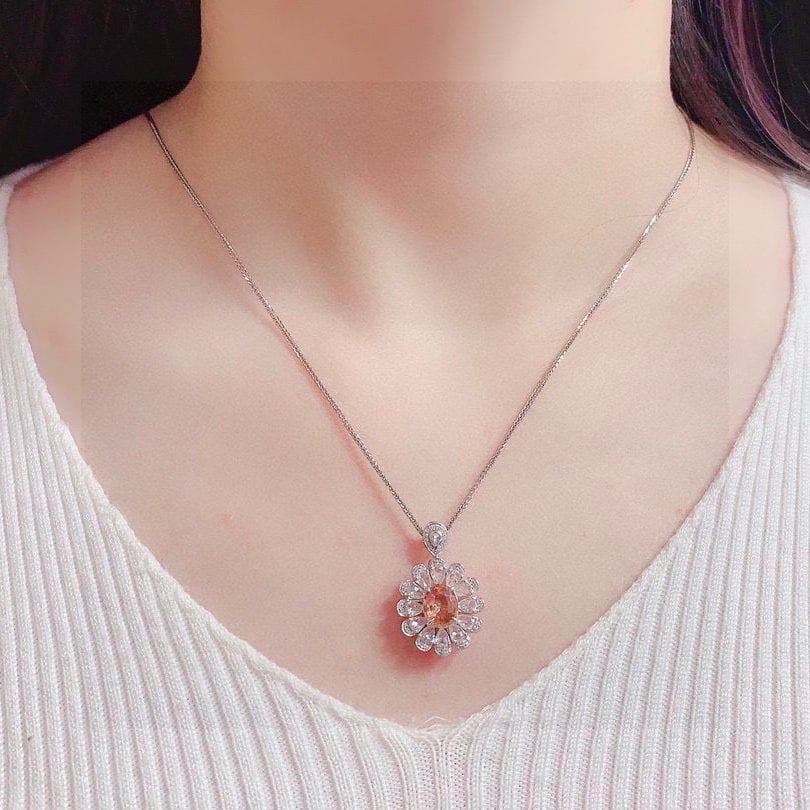 14k Gold 1.58 Ct Natural Padparadscha Sapphire & Diamond Ring/pendant( Without Chain ) - 8