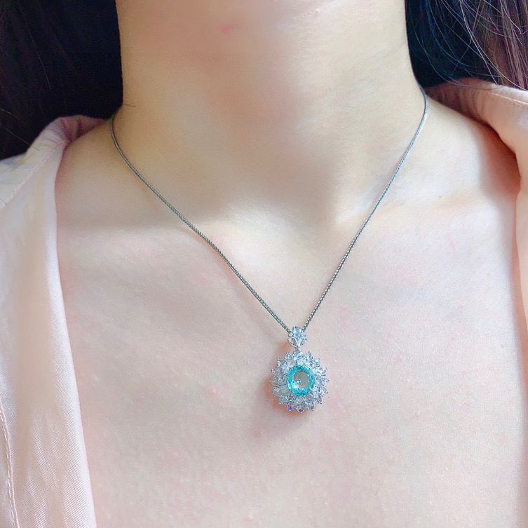 14k Gold 2.72 Ct Natural Paraiba Tourmaline & Diamond Ring/pendant( Without Chain ) - 8