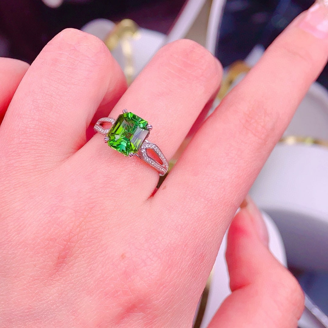 14k Gold 3.8 Ct Natural Tourmaline & Diamond Ring - 4