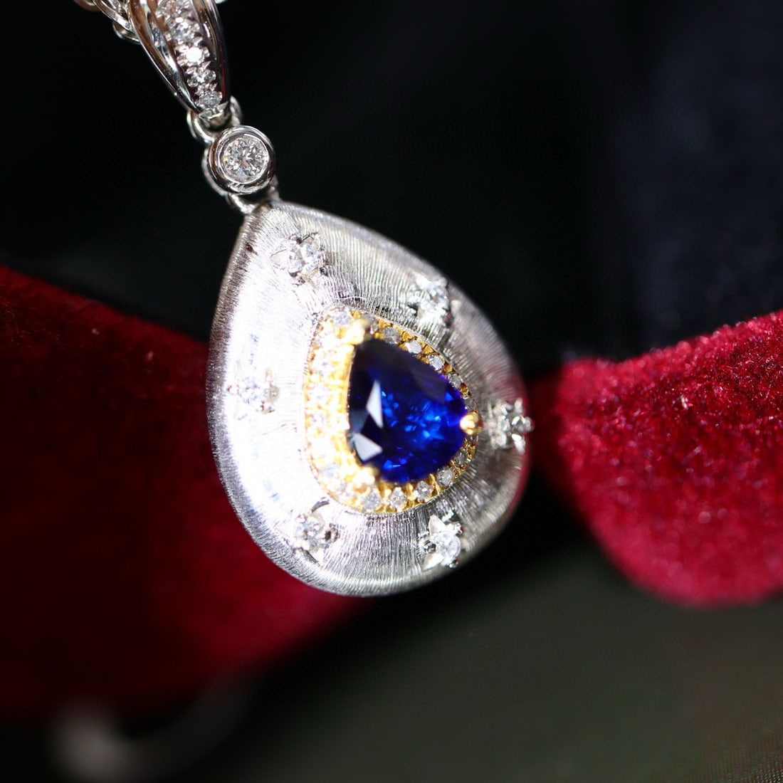 14k Gold 0.60 Ctw Natural Sapphire & Lab Grown Diamond Pendant( Without Chain ) - 4