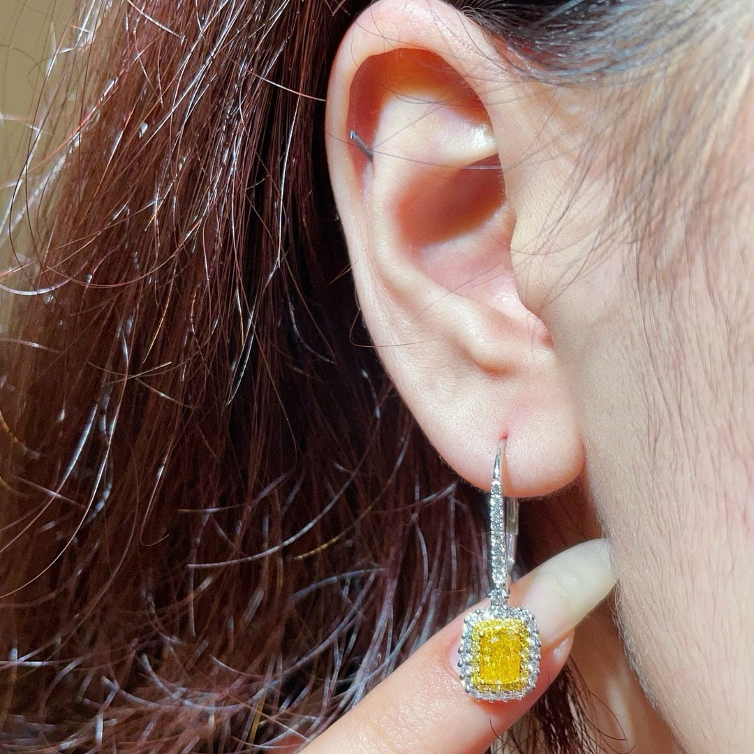 14k Gold 1.63 Ctw Natural Yellow Diamond & Diamond Earrings - 3