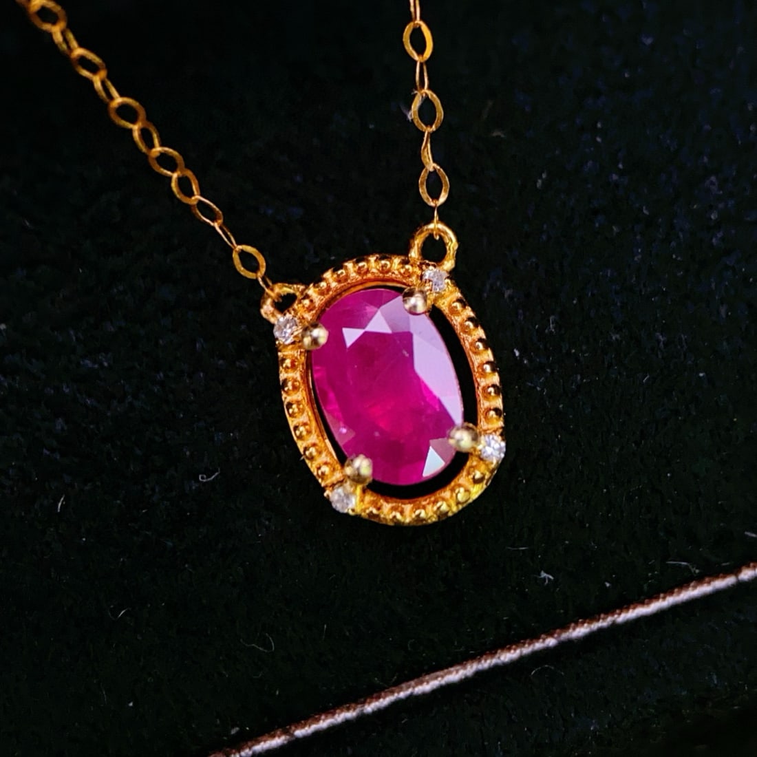 14k Gold 0.65 Ct Natural Ruby Necklace - 2