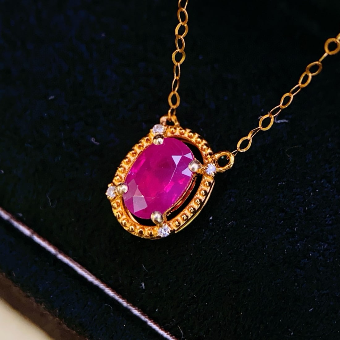 14k Gold 0.65 Ct Natural Ruby Necklace - 3