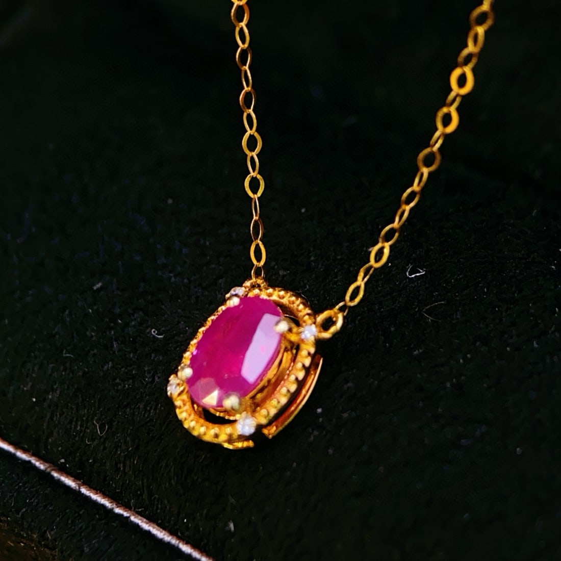 14k Gold 0.65 Ct Natural Ruby Necklace - 4