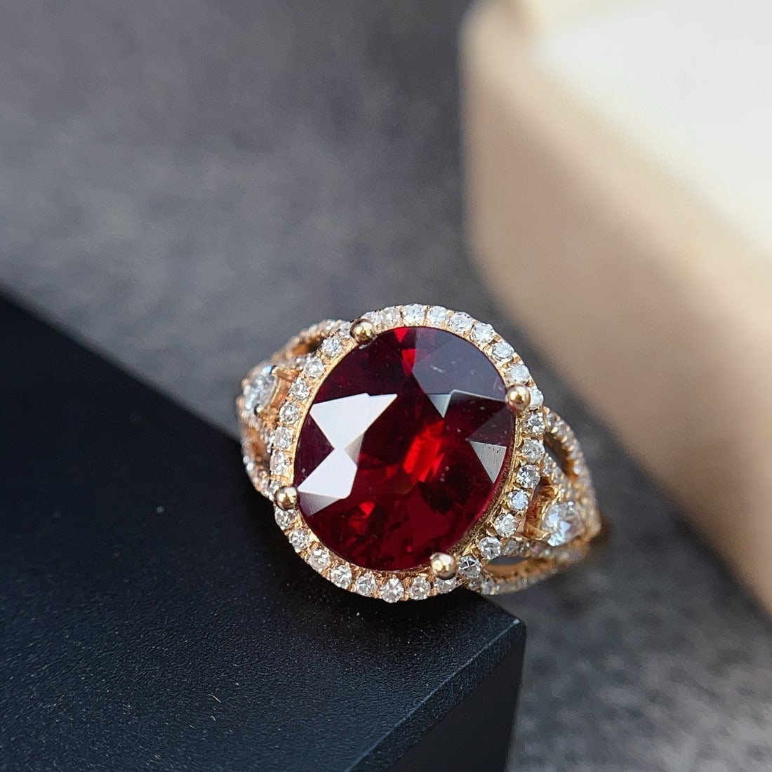 14k Gold 3.00 Ct Natural Tourmaline & Diamond Ring - 2