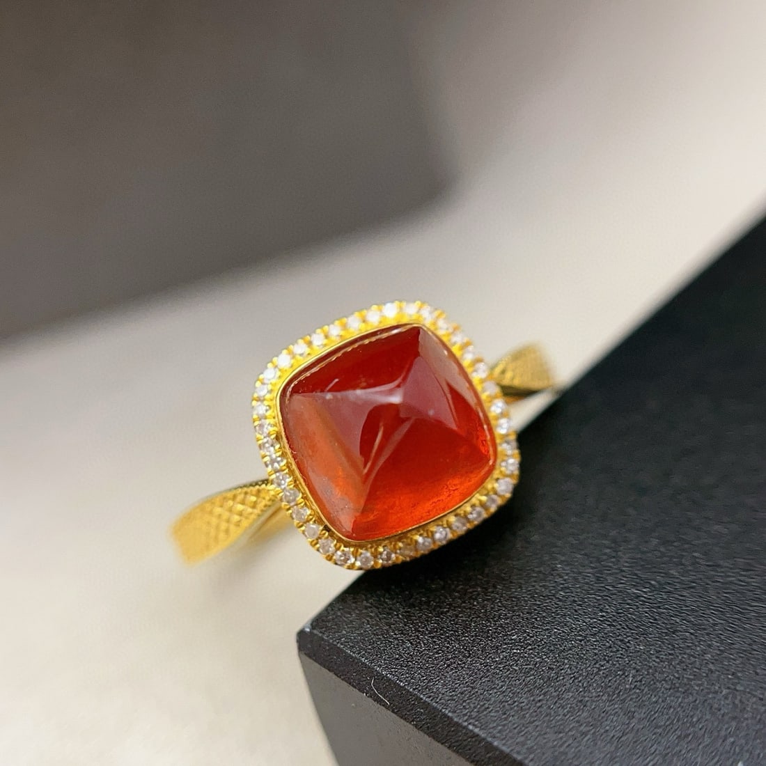 14k Gold 3.60 Ct Natural Spessartine & Diamond Ring - 2