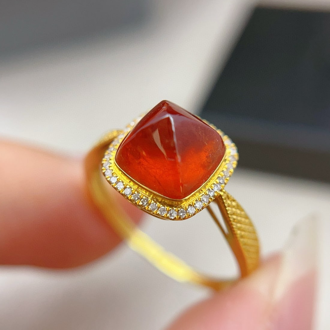 14k Gold 3.60 Ct Natural Spessartine & Diamond Ring - 3